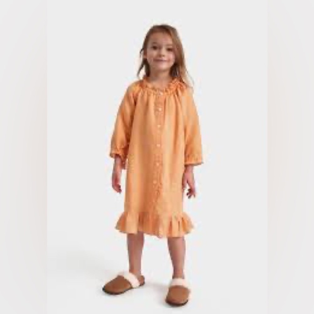 Sleeper Girls Linen Petit Dress in Solid Coral Orange/Pink size 2 (5-8 yrs) BNWT